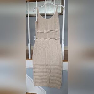 Lulu's Cream Knit Midi Dress M